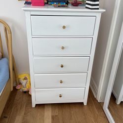 White dresser with gold knobs Chest of Drawers