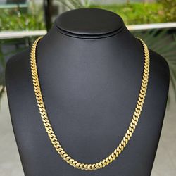 Jewelry 14k solid Yellow Gold Cuban link 24.00” Chain necklace 89.60 grams 7.00mm