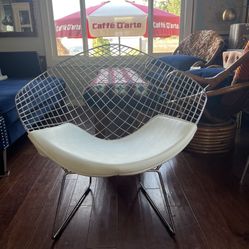 Diamond Lounge Chair, Chromed Steel With Leatherette Pad