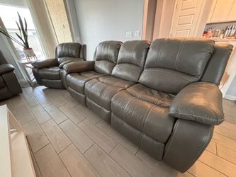 Leather Reclining Couch, Love Seat and Chair