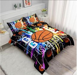 Cartoon Basketball Printed Comforter Set Ball Sports Bedding Set