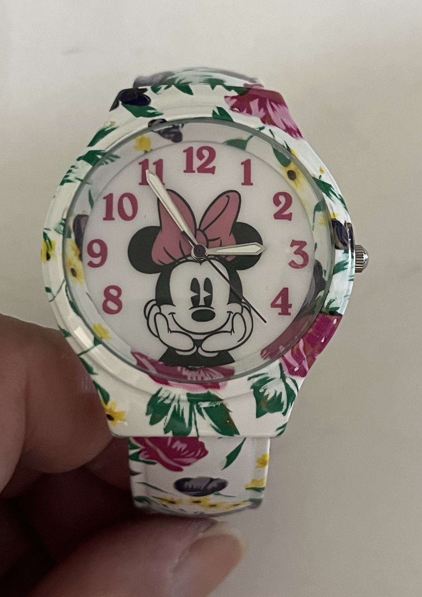 NM MZB CUFF MINNIE MOUSE DISNEY FLORAL BRACELET WATCH STYLE FOR WOMEN -WORKING