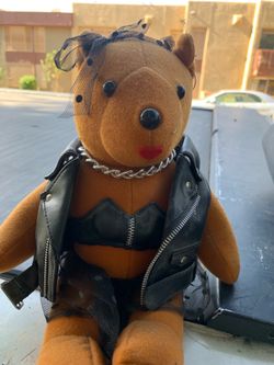 Vintage 90s motorcycle plush bear