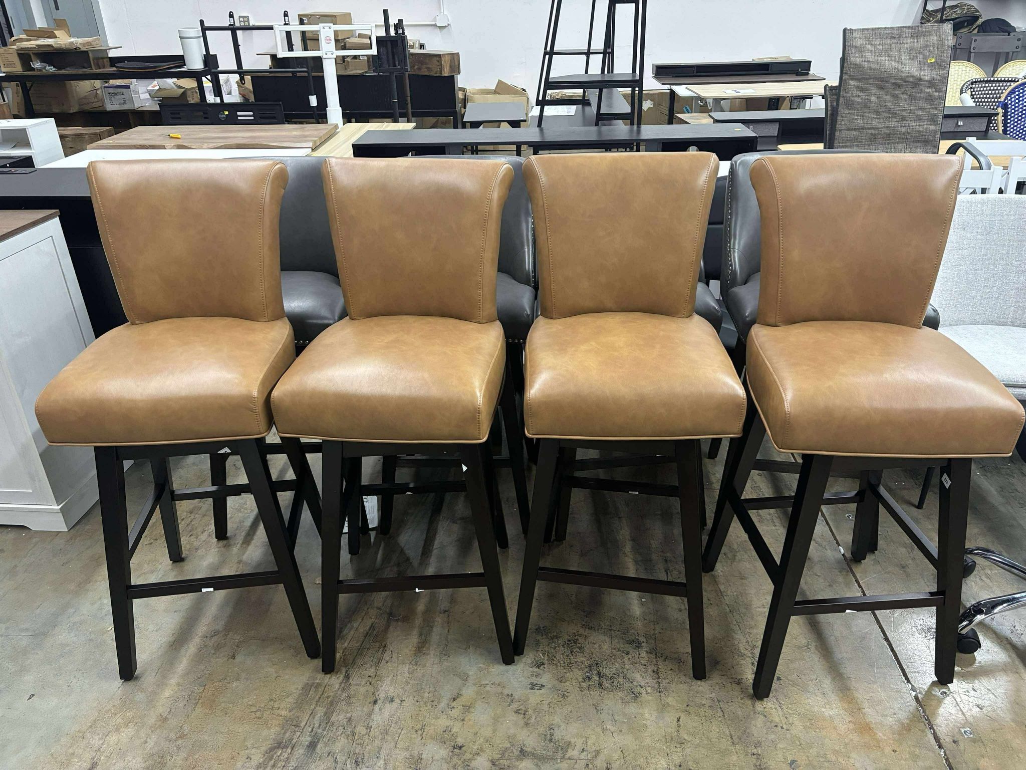 CHITA 30 Inch Counter Height Swivel Bar Stools Set of 4, FSC Certified Modern Upholstered Faux Leather