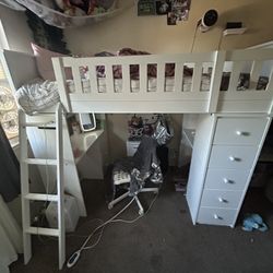 Loft Bed With Vanity, Desk And Drawers 