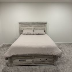 Farmhouse Bed Frame With Built In Storage