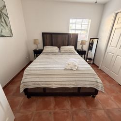 Queen Solid Wood Bed Frame + Mattress – Clean – Ready to Use