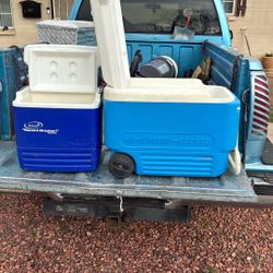 Igloo Brand Medium Size Ice Chest Will Take Five Dollars  for the large one I will take eight dollars. You can have both for $10.