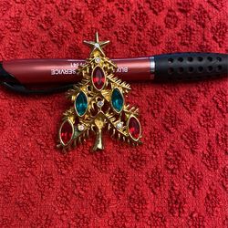 Gold Christmas Tree With Red And Green Gemstones
