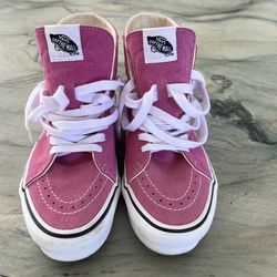 Vans  Fizz Pink And White High Top Sneakers