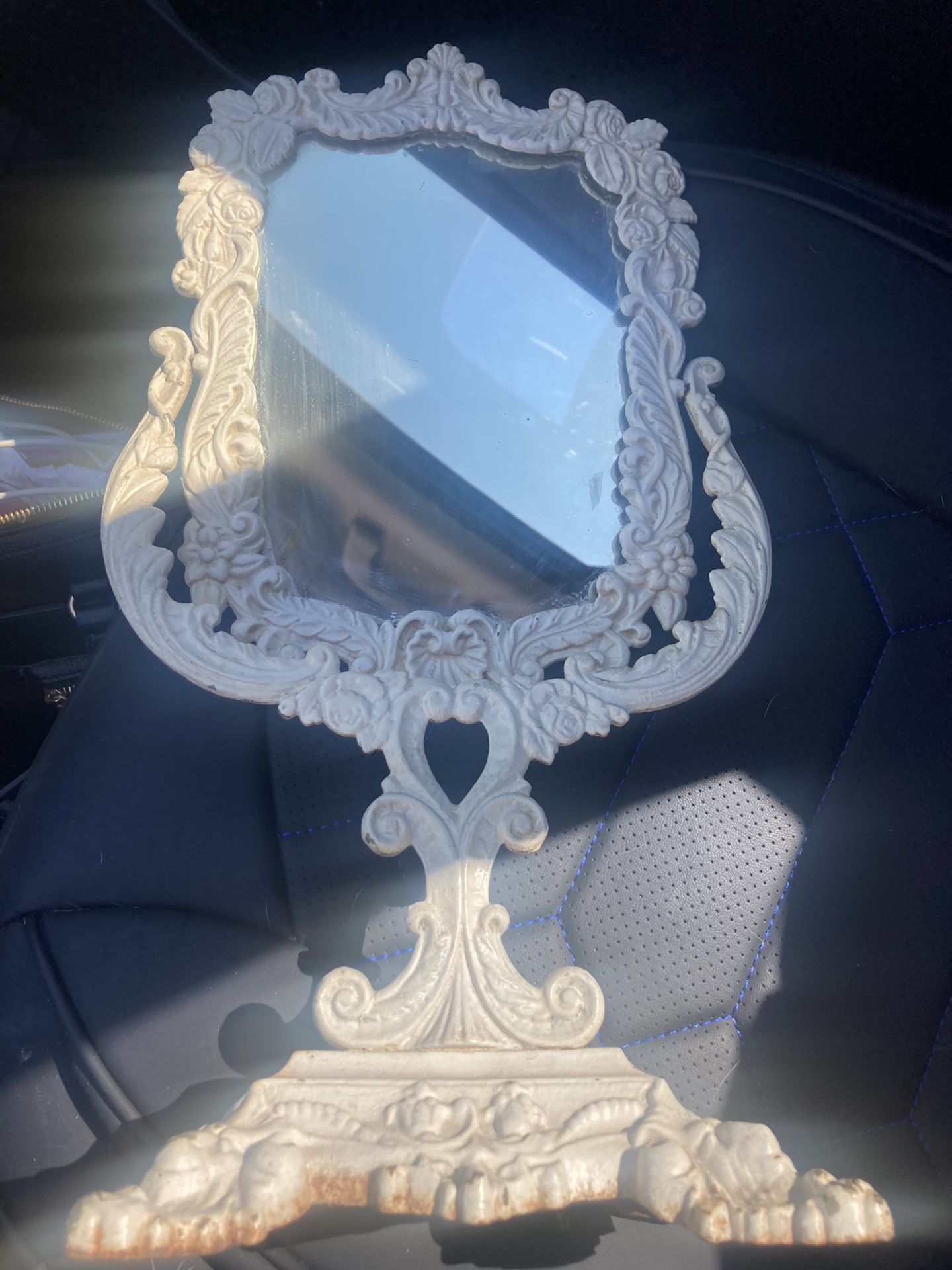 Antique Victorian Cast Iron Vanity Mirror