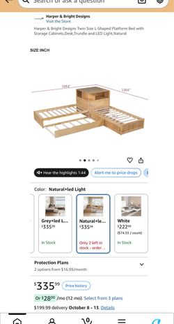 Harper & Bright Designs L-Shaped Twin Platform Bed with Trundle
