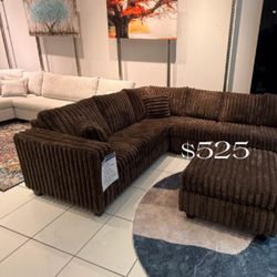 Gorgeous! 4-Pc Brown Fur-Like Jumbo Corduroy Sectional Sofa Set