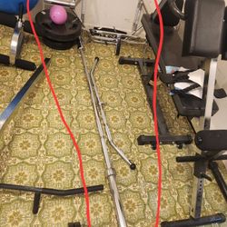 Two Long Curl Bars (Attachment Part Piece Workout Equipment)