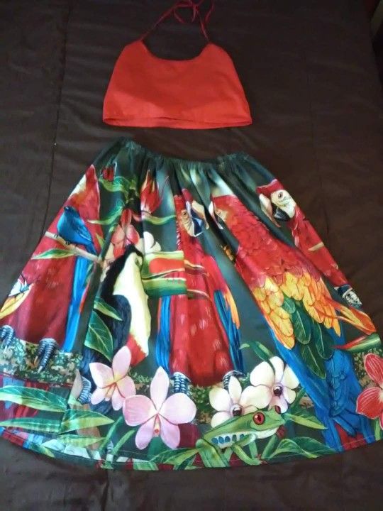 Tropical BIRDS TWO PIECE SKIRT SET