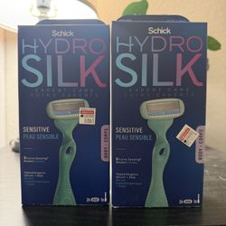 Schick Hydro Silk Sensitive Women's Razor - 1 Razor Handle & 2 Refills: Hypoallergenic, For Bikini Line, Legs & Underarm, 5 Blades