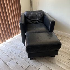 Black Leather Chair/ Table