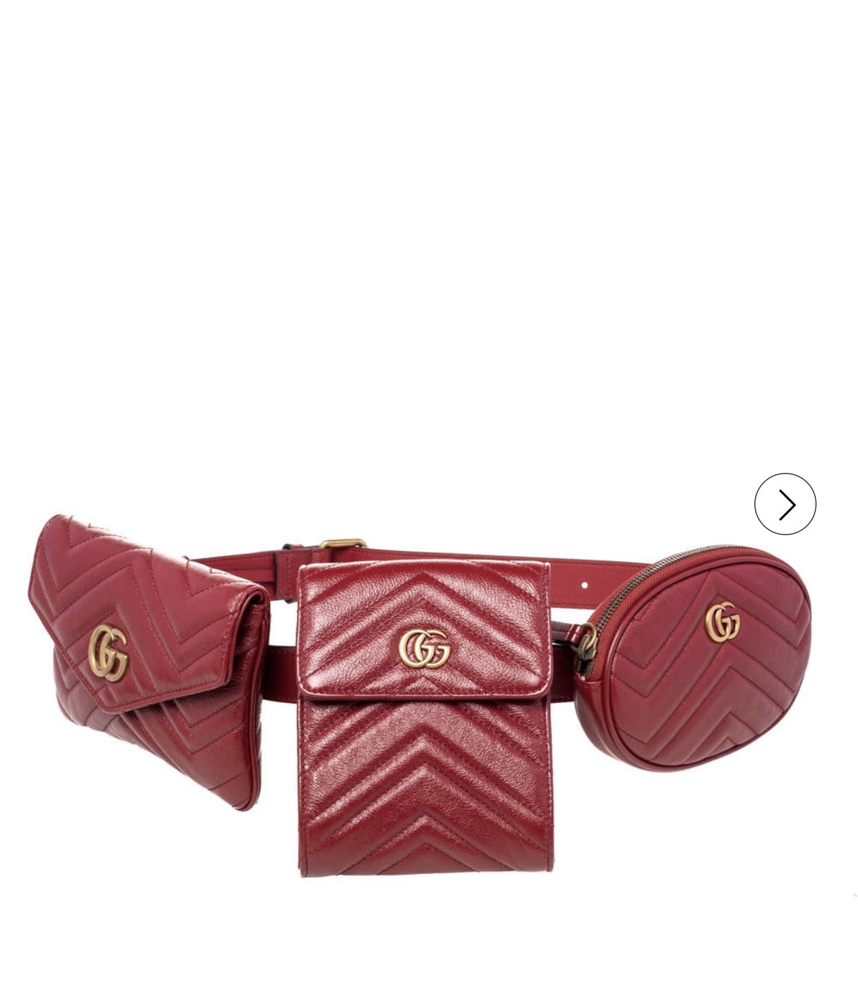 Gucci Red Bag Marmont Matelasse Quilted 3 Piece  Belt