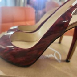 Christian Louboutin Red Marbled Heels Unique Size 38.5 US 8
