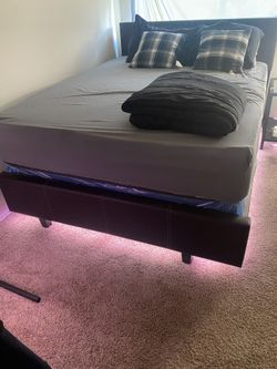 Queen Size Bed Frame With Mattress + Box Spring