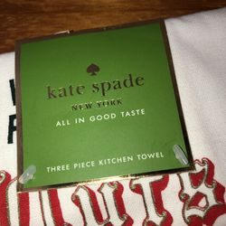 NWT Kate Spade All In Good Taste Set Of 3 Kitchen Towels 