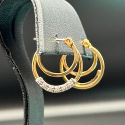 14k yellow gold diamond hoop earrings