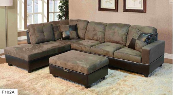 Gray Microfiber Sectional Left Facing Lounge With Storage Ottoman Gray Microfiber Sectional Left Facing Lounge With Storage Ottoman For In Seatac Wa Offerup