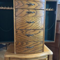 Oak jewelry armoire