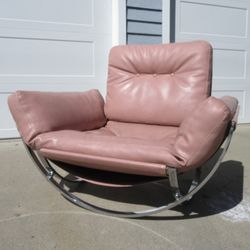 Vintage Stendig Chrome Pink Curvilinear Lounge Chair MCM Space Age Atomic