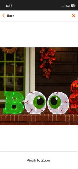 Halloween BOO Sign Pre-Lit with 50 Green and Cool White Plug-In LED Lights