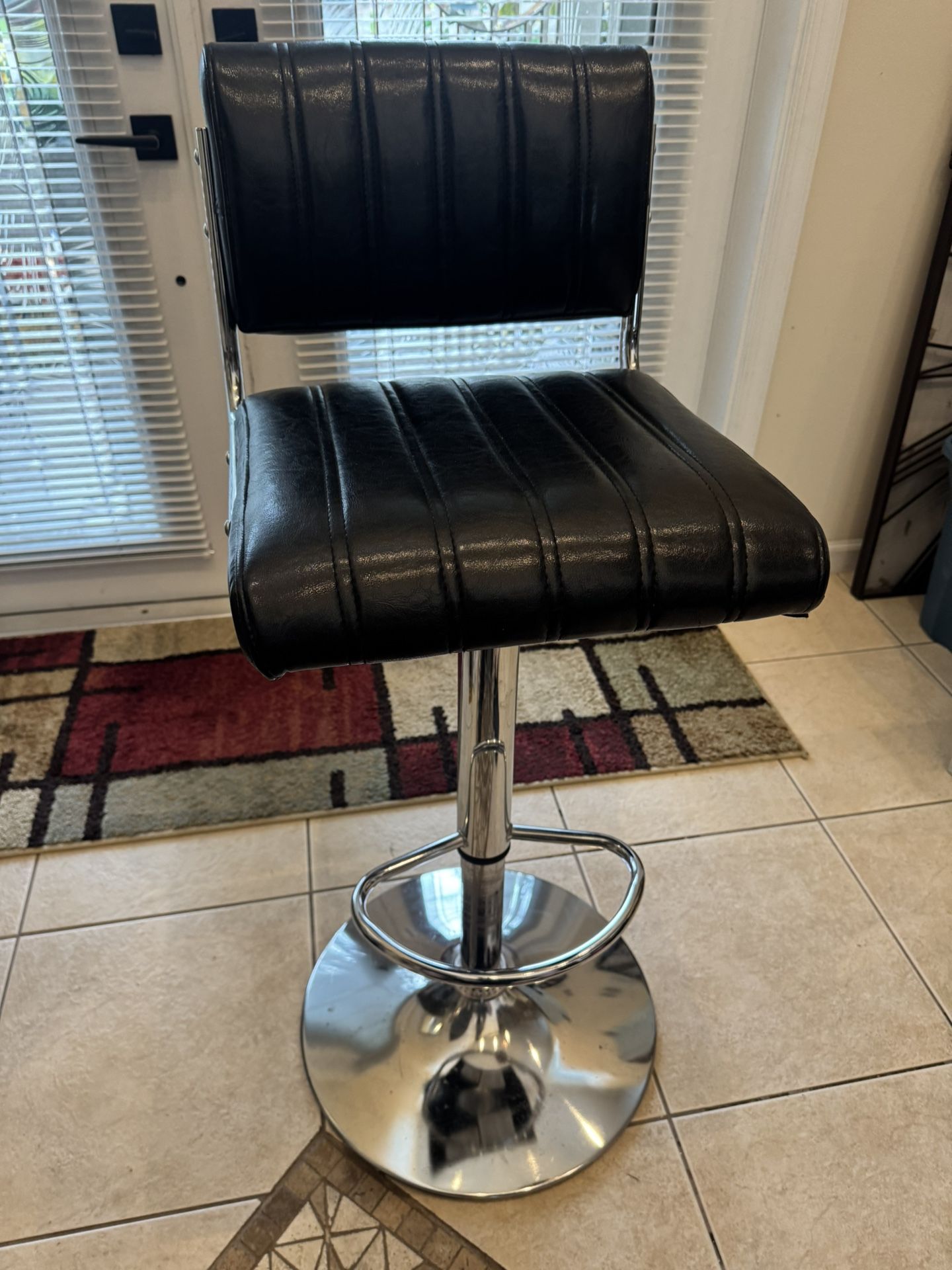 At Home Leather Swivel Adjustable Height Bar Stool (1)