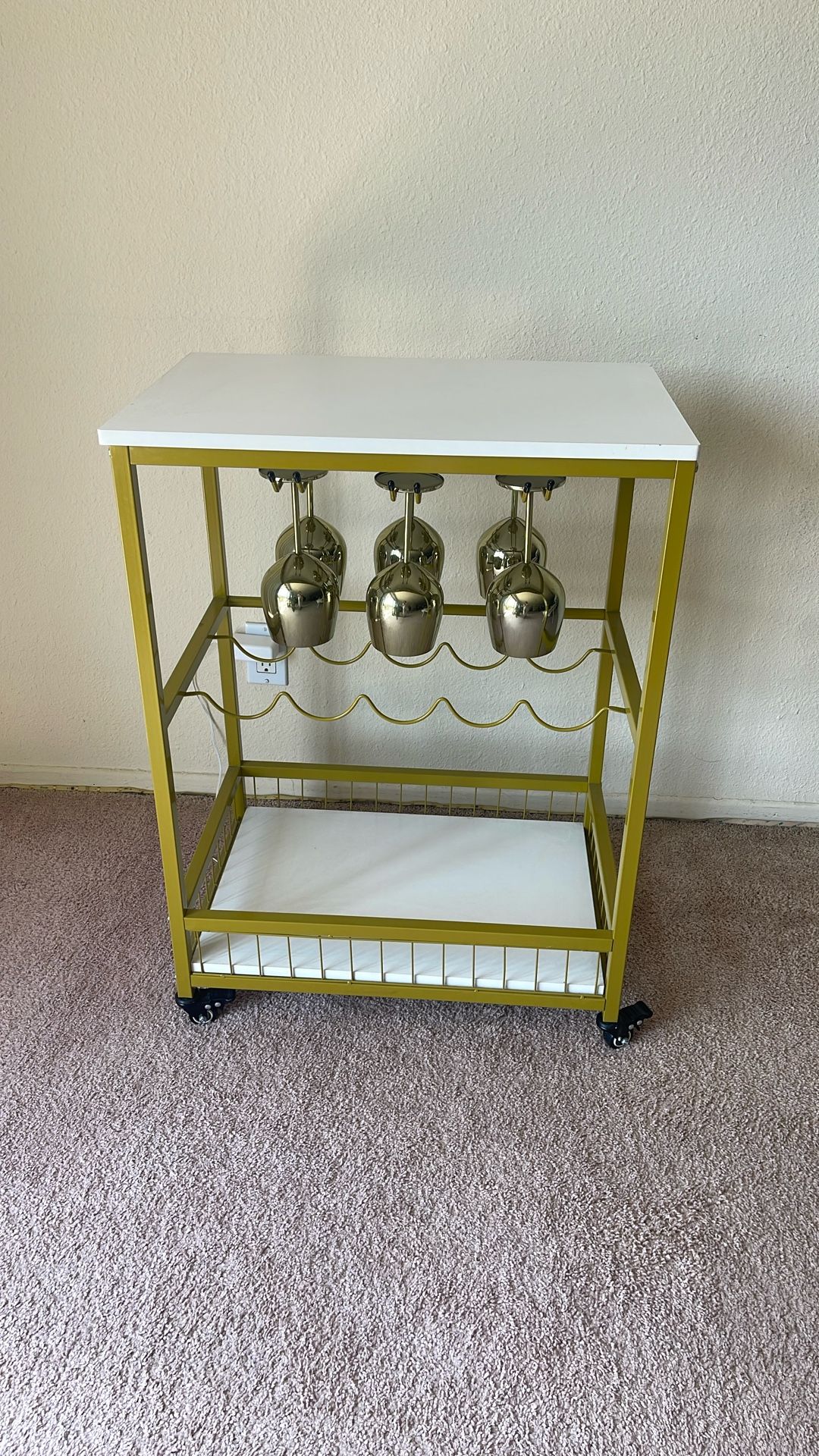 Bar cart with casters