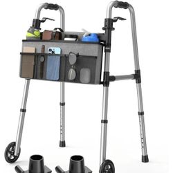 New Folding Walker with Basket and Glide Skis, 5" Wheels Lightweight Walkers for Seniors and Adults, Supports Up to 350 Pounds, Adjustable Height