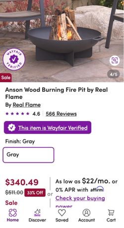 Anson Wood burning fire pit by real flame