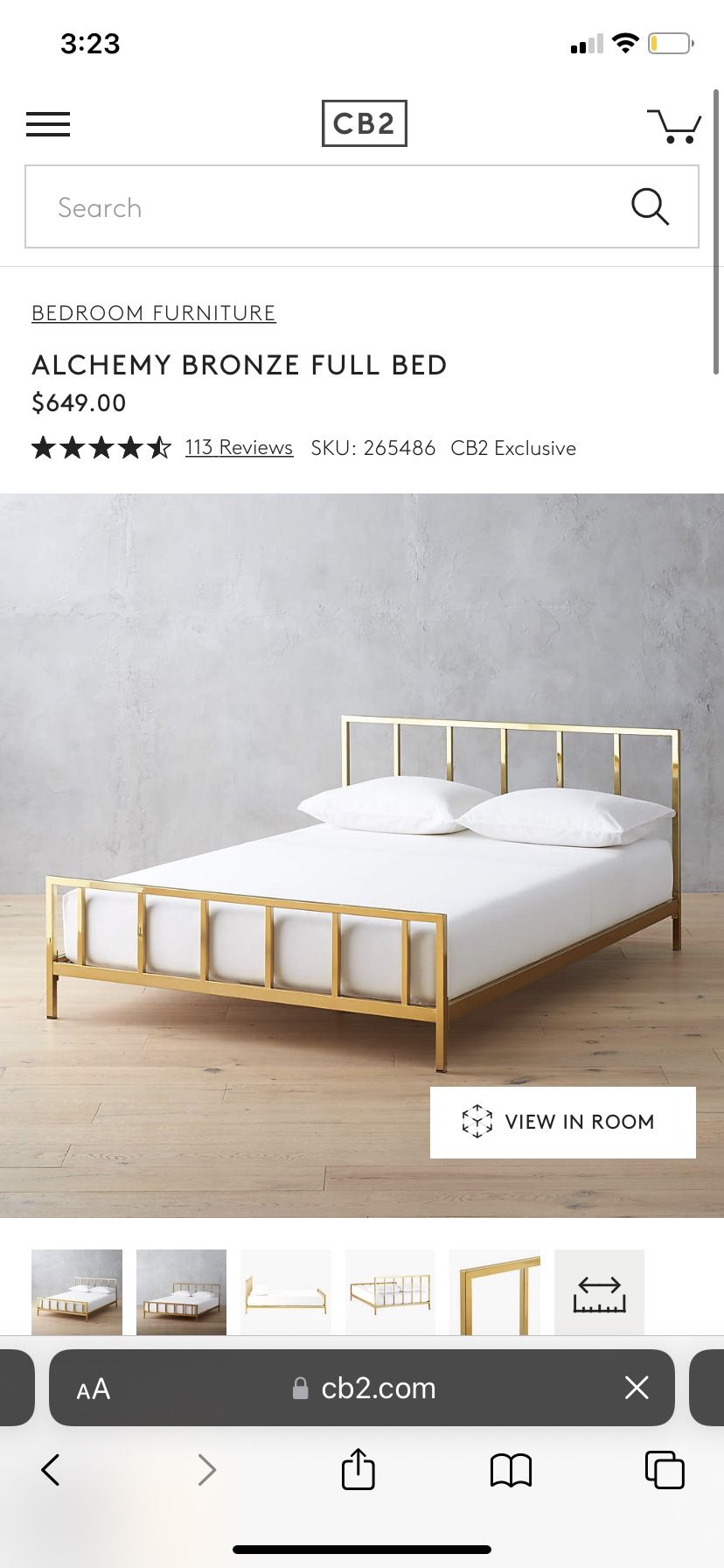 CB2 Alchemy Bed With The Tuft Needle Mattress Full Free Delivery for
