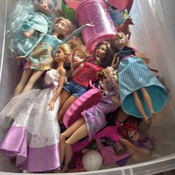 Barbies and convertible plus accessories