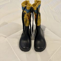 Navy blue and Toddler yellow rain boots
