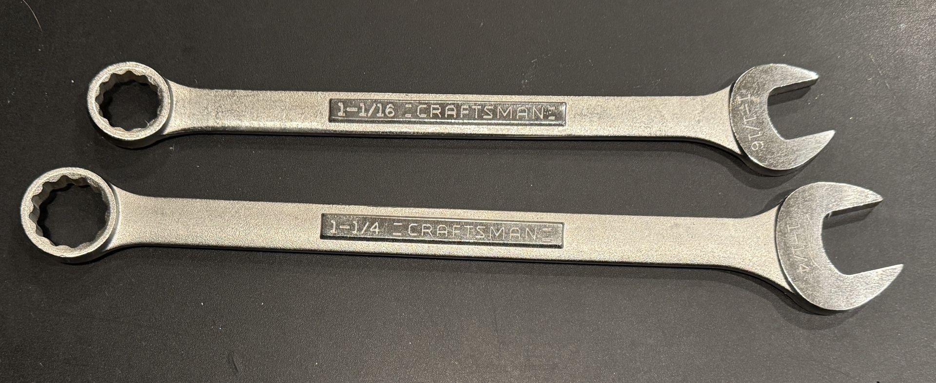 Craftsman 1-1/4” & 1-1/16" Standard Wrench 12pt SAE Combination Wrench 44706 & 44708. Shows very little to know use. These are in great condition.