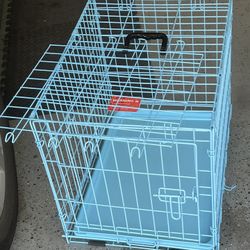 Small Dog Crate, 24" Single Door Folding Metal Wire Dog Cage with Plas 