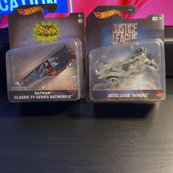 Hot Wheels Batman 1:43 Scale Classic TV Series & Justice League Batmobile New 2-pack