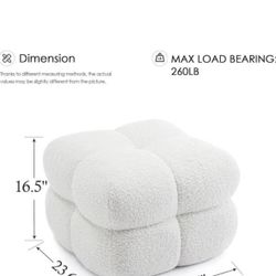  Upholstered Ottoman Coffee Table, Fuzzy Sherpa Ottoman Stool, Modern Home Decor Padded Ottoman, Tufted Square Ottoman for Living Room Entryway and Be