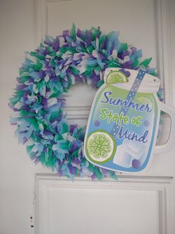COLORFUL SUMMER DOORWREATH 16"