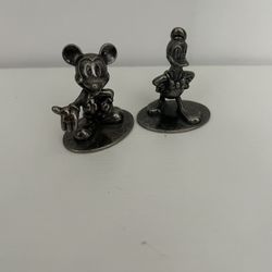 Disney Pewter Mickey Mouse & Donald Duck Miniatures Vintage 1980's