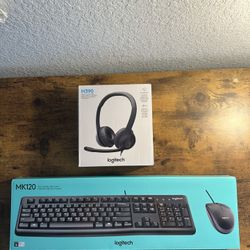 Logitech Mouse, Keyboard and Noise canceling microphone