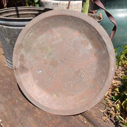 Antique Copper Tray Vintage Plate Original