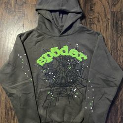 Sp5der Hoodie Gray And Green