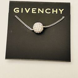 Necklace Signed Givenchy Silver Choker Floating Crystal Rhinestone Ball France   GREAT FOR LAYERING   Stunning elegant design  signed  No missing ston