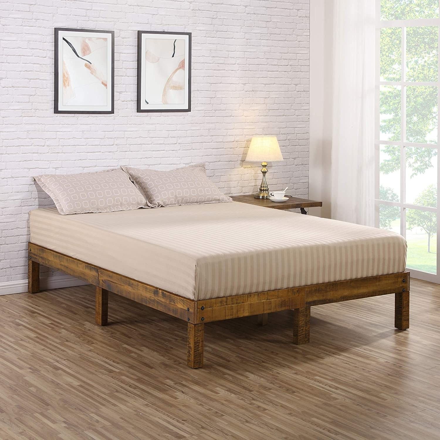 14 inch Solid Wood Platform Bed, Queen Size