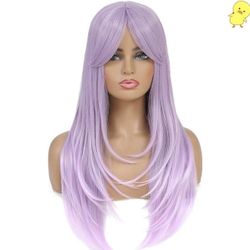 Human hair blend Lavender Purple Ombre layered wig