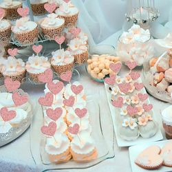 24pcs Pink Heart Cupcake Toppers